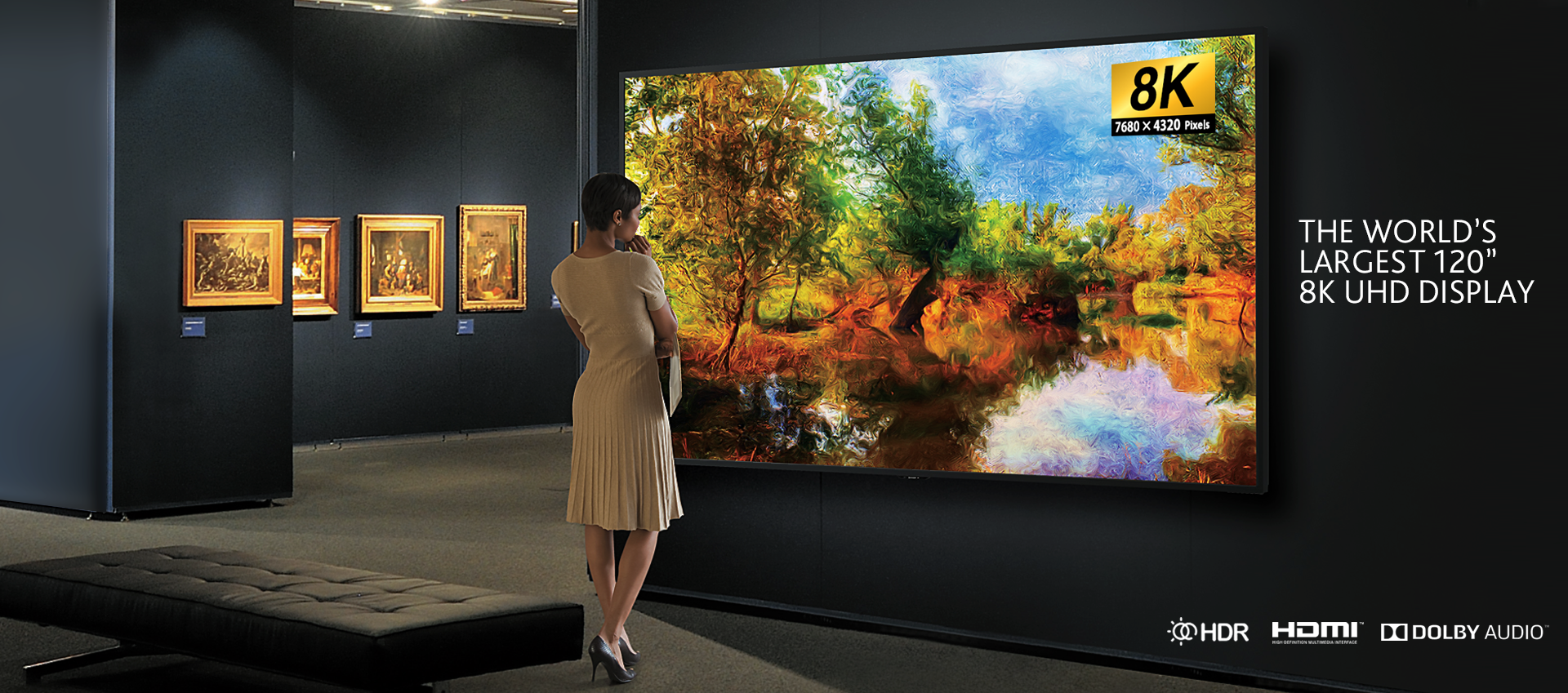 largest 8k screen tv display 120 inches